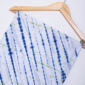 blue tie dye handmade white dressmaking summer women clothing voile soft light weight fabric by the yard