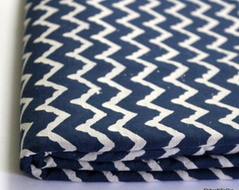 Indian Fabric Cotton Indigo Blue Block Printed Fabric 100% Cotton Light Weight Soft Fabric Vegetable Dyed Summer Clothe Fabric IBF#017