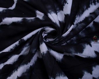 Black tie dye shibori fabric cotton handmade beach party dressmaking summer women sewing material indian clothmaking craft