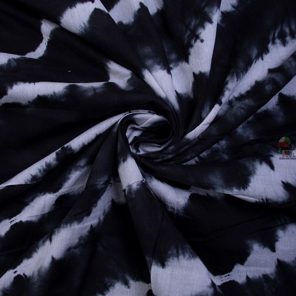 Black tie dye shibori fabric cotton handmade beach party dressmaking summer women sewing material indian clothmaking craft