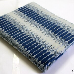 Indigo Cotton Fabric, Dabu Block Print Fabric by the Yard, Blue Hand Printed Dress Fabric IBF#013 image 6