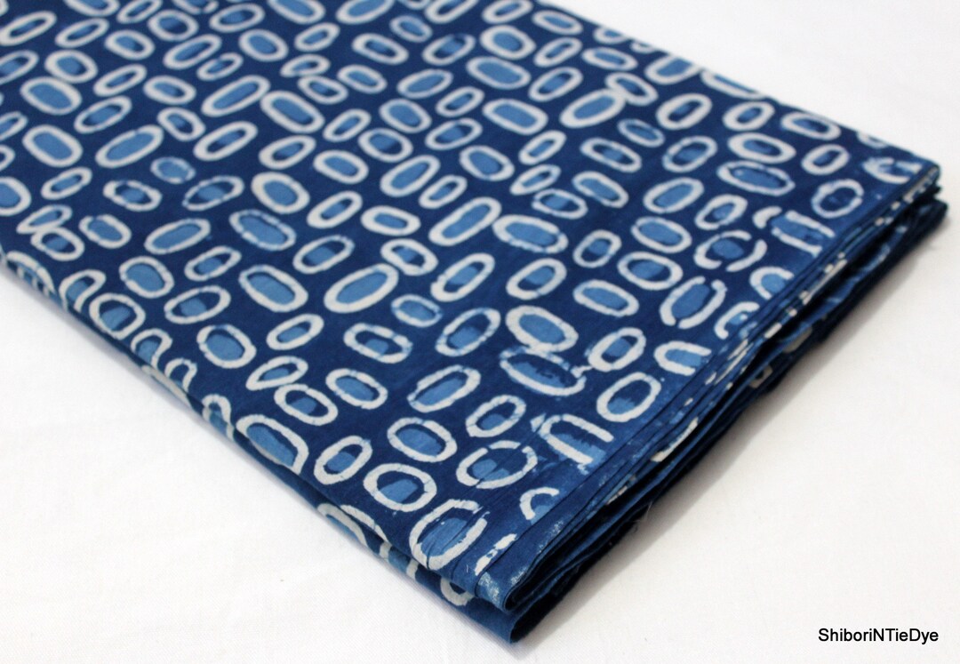 Indian Fabric Block Print Fabric by the Yard Cotton Indigo Blue Vegetable Dyed Fabric Hand