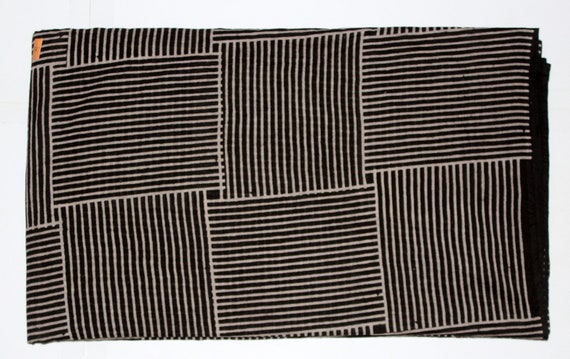 Black White Fabric Cotton Stripes Fabric Hand Block Indian Fabric, Quilting Soft Lightweight Dressmaking Voile Fabric By The Yard BWF#06