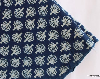 Indian Fabric Block Printed Fabric Indigo Blue Natural Vegetable Dyed Hand Printed 100% Cotton Light Weight Soft Fabric By The Yard IBF#036