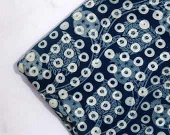 Summer Fabric By The Yard Indian Block Printed Pure Cotton Fabric Mud Resist Dabu Print Natural Dyed Dots Print Indigo Blue Fabric IBF#152