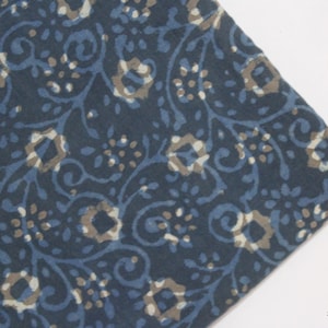 Indian Hand Block Printed fabric Indigo Blue fabric Hand Dyed 100% Cotton Floral Print Mud Resist Ajarak Print Fabric By The Yard IBF#097