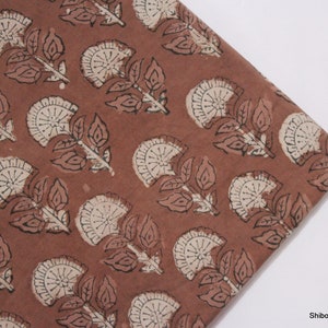 Floral printed cotton fabric, hand block print clothing fabric, kids dress making fabric, handmade fabric KDF014 Beige