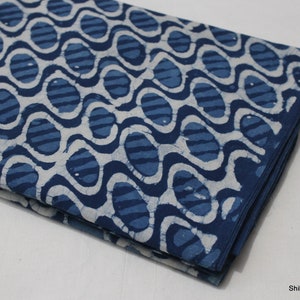 Indian Fabric Block Print Fabric, Indigo fabric, Blue Natural Dyed Cotton Fabric, Sewing Dress Fabric, Hand Printed Fabric IBF#124