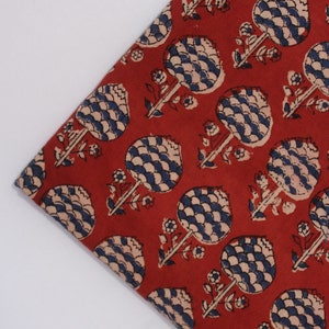 Ajrakh Print Cotton Fabric women dress fabric Block Printed Mud Resist Running Fabric, Jaipuri Print Fabric By Yard