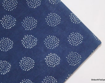 Indigo Blue Fabric Cotton Soft Fabric Indian Hand Block Printed Voile Fabrics Dabu Print Mud cothes Resist By The Yard IBF#102