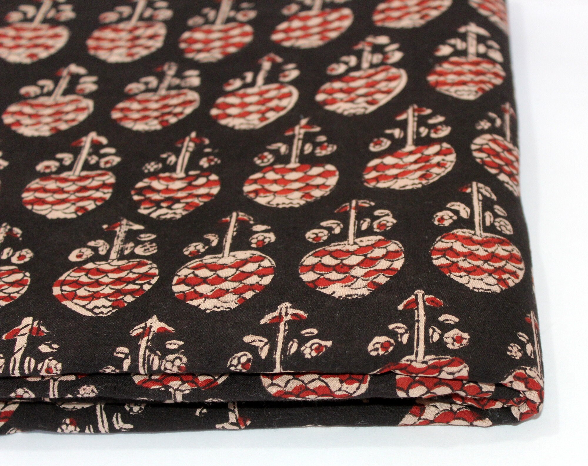 Red - Block Print Cotton Natural Dyed Ajrakh Fabric 10