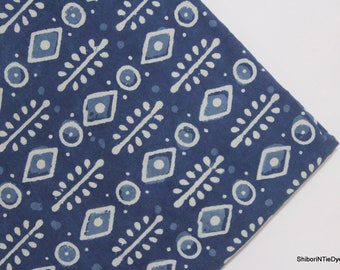 Indigo Fabric Hand Printed Fabric 100% Cotton Fabric Natural Vegetable Hand Dyed Royal Blue Dabu Print Jaipuri Fabric By The Yard IBF#106