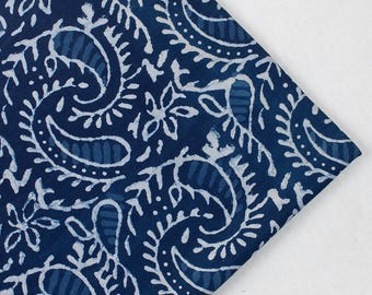 Indigo Fabric Hand Block Printed 100% Cotton Indian Fabric Natural Vegetable Dye Royal Blue Shibori Style Dabu Print  By The Yard IBF#790