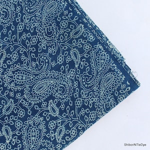 Cotton Fabric Paisley Block Print Fabric Indigo Blue Hand Printed Fabric, Natural Vegetable Indian Fabric, Soft Light Weight Fabric IBF#030