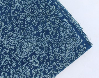Cotton Fabric Paisley Block Print Fabric Indigo Blue Hand Printed Fabric, Natural Vegetable Indian Fabric, Soft Light Weight Fabric IBF#030