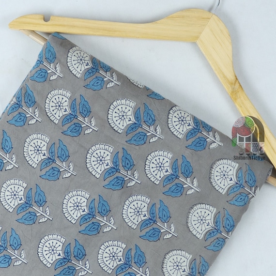 Block Print Fabric Cotton Fabric, India Flower Print Running Fabric, Women Clothing Sewing Fabric For quilting DVKMF#135