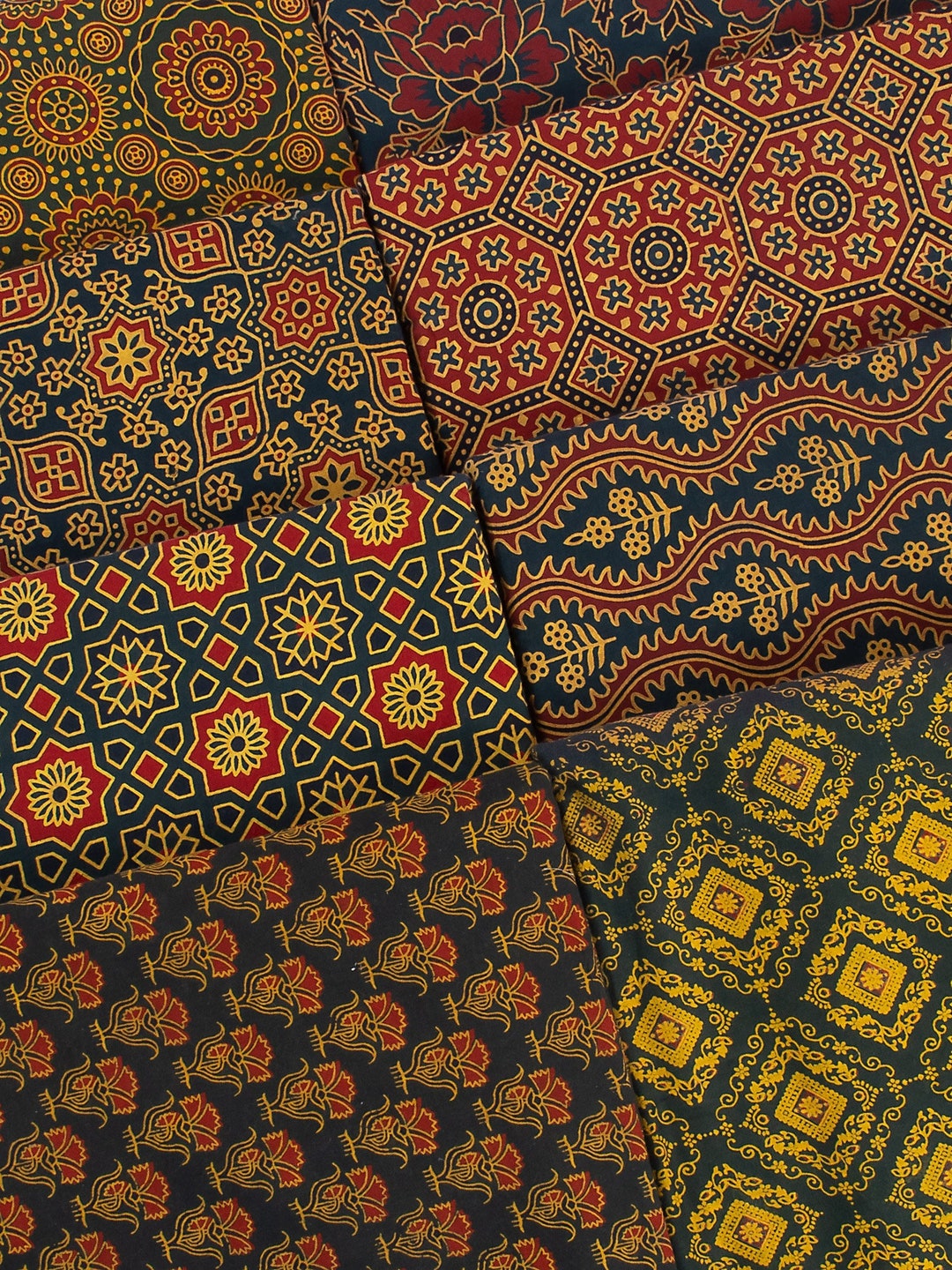 Red - Block Print Cotton Ajrakh Handloom Towel