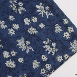 Block Print Fabric Cotton Printed Fabric Indigo Fabric Natural Indian Fabric Royal Blue Print Jaipuri Fabric By The Yard IBF#107