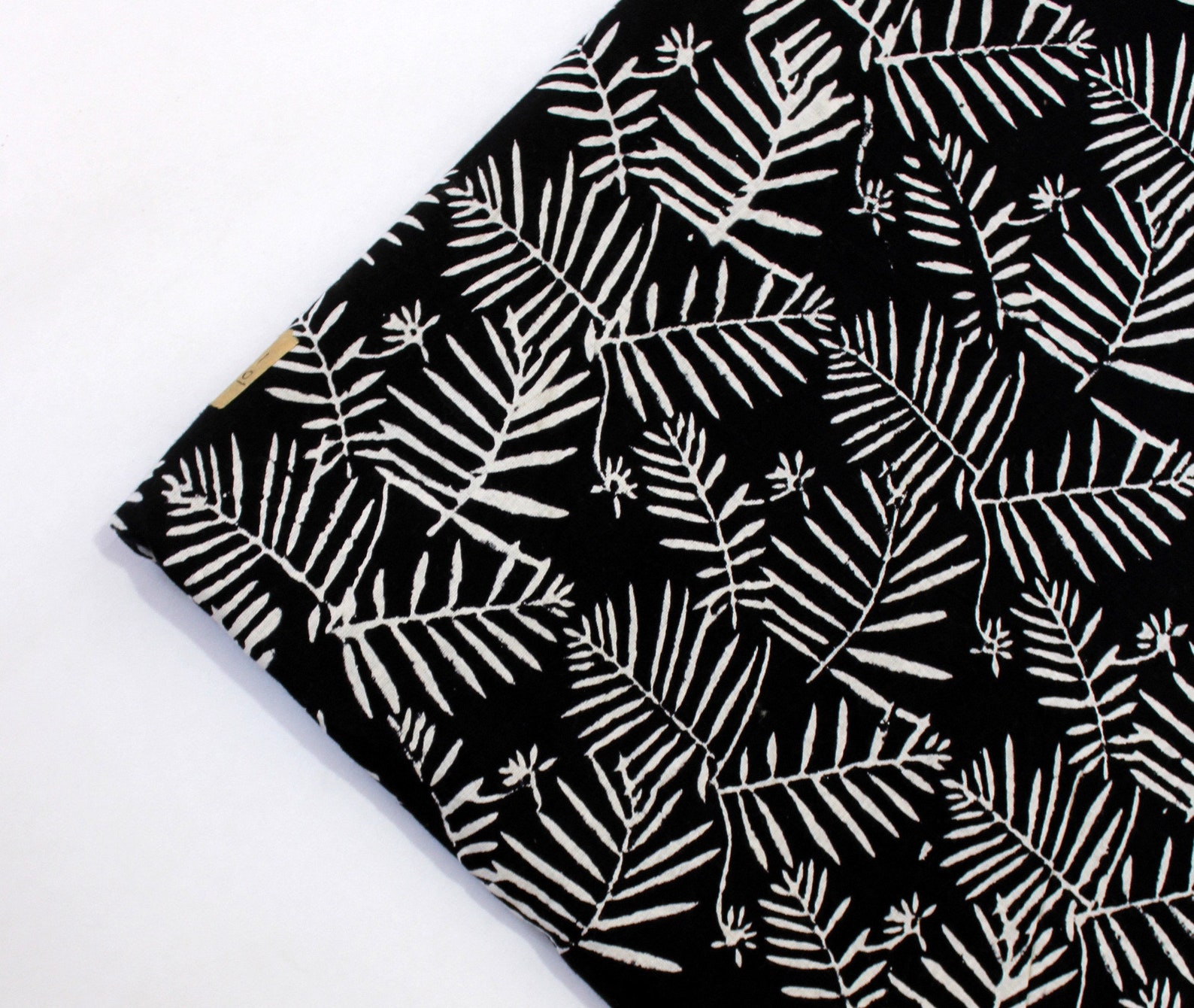 Leaf Print Fabric Hand Block Print Cotton Fabric Black and | Etsy
