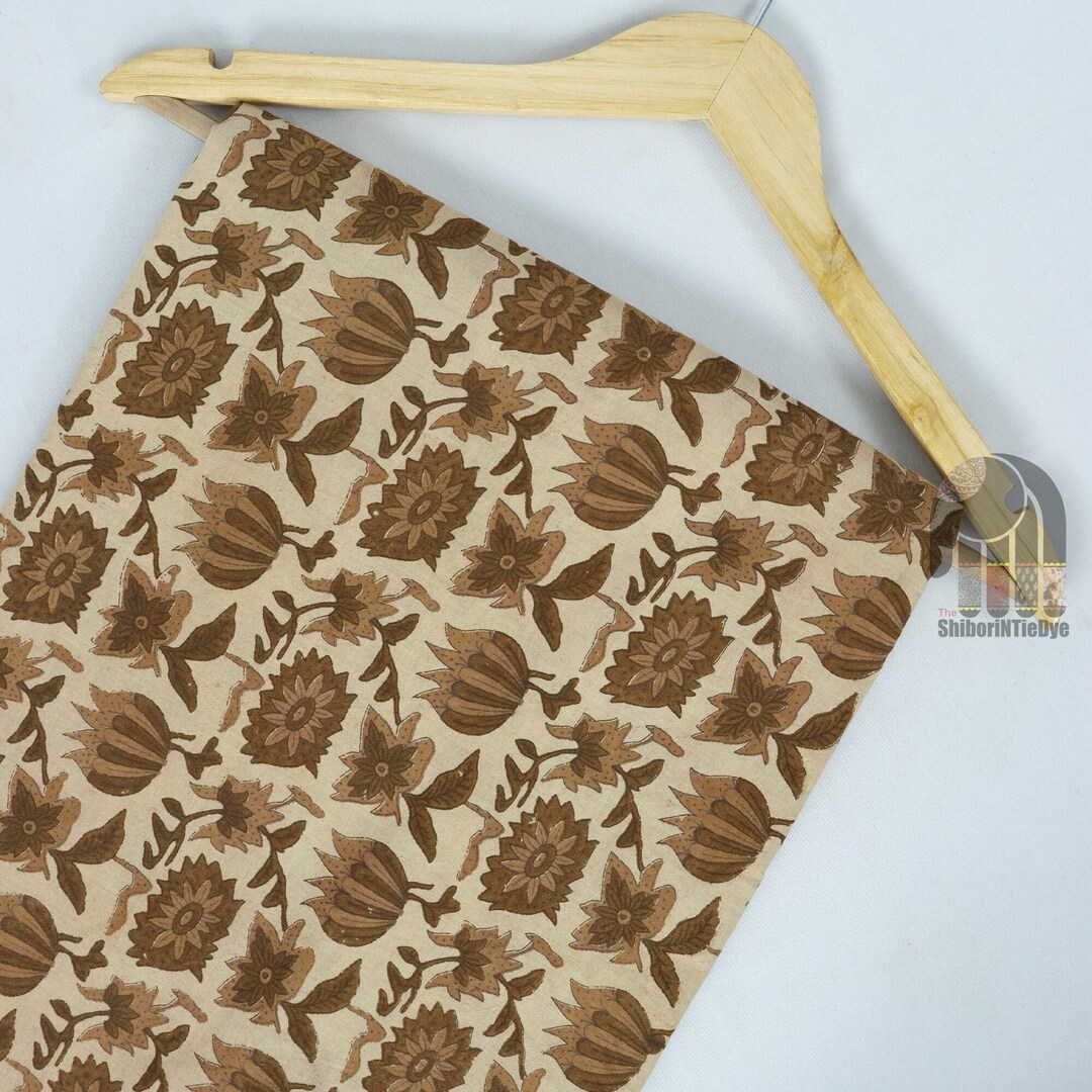 Orange Bagru Hand Block Printed Cotton Fabric main image 1