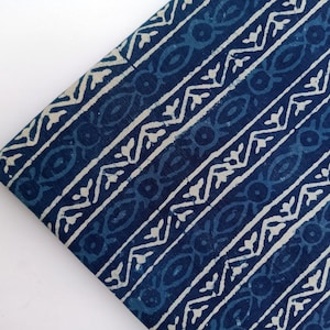Indigo Fabric blue Cotton Fabric Wooden Block Printed Fabric Natural Soft upholstery india Dressmaking Fabric by the yard IBF#144
