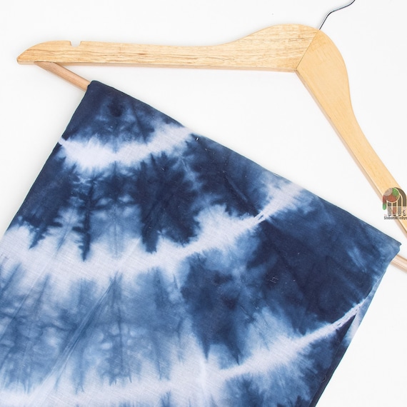 Indigo Blue Tie Dye Fabric Navy Blue Cotton Handmade Semi Sheer Breathable Shibori Fabrics Beach Party Fabrics By Yards