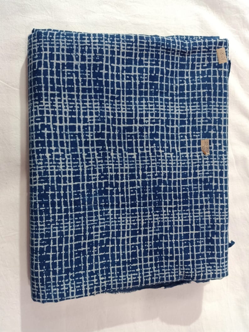 par yard Tissu Coton Bleu Royal Naturel Indigo Main Bloc Indien Sarong et Caftan Femme Robe Matériel Rideau Tissu IBF 042 image 3