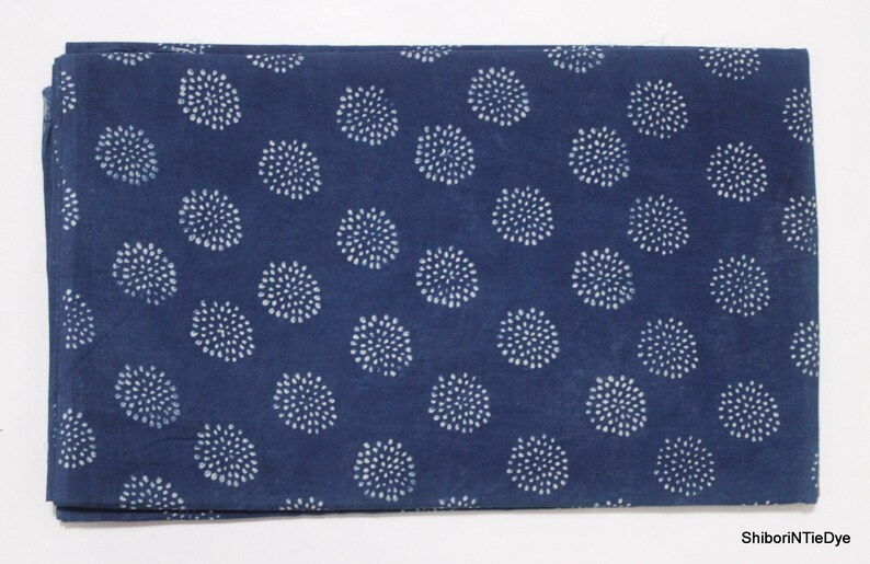 Hand Block Printed Voile Fabric Royal Indigo Blue Light Etsy