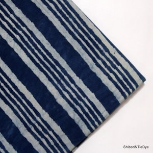 Blue Stripe Fabric Indian Cotton Indigo Natural Color dyed Fabrics Indian Sewing Craft Dressmaking Soft Fabric By Yard IBF#093