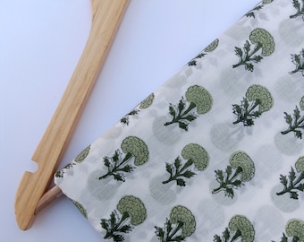 Floral Print Fabric, Hand Block Fabric, Voile Cotton Fabric, Hand Dyed Fabric, Dressmaking Crafts Sewing Fabric By the Yard HBF#83