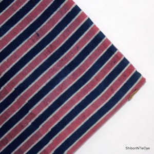 Stripe Fabric Hand block Fabric Pink Blue Cotton Fabric Mud Resist Fabric Natural Dyed Indian Crafts Fabric by the yard IBF#090Ex