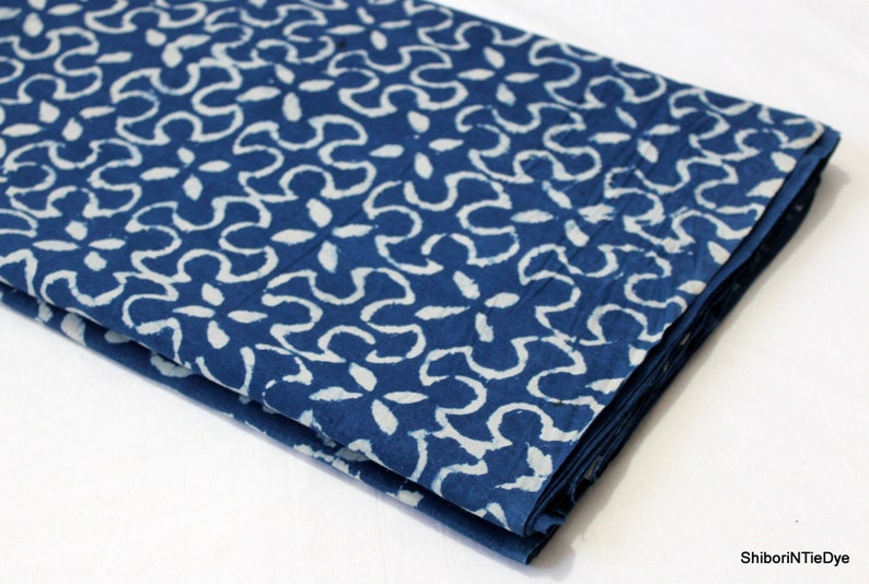 Royal Indigo Blue Natural Vegetable Dye Hand Block Printed Mud Resist Dabu Print 100/% Cotton Soft Indian Fabric By The Yard IBF#118