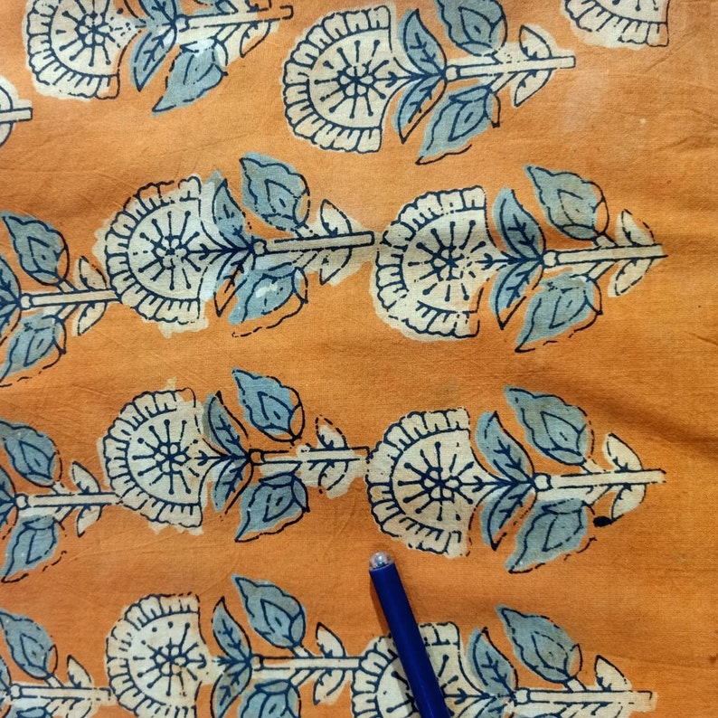 Floral Printed Cotton Fabric Hand Block Print Clothing Etsy