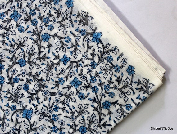 indian cotton dress fabric Off-White Floral Cotton Fabric Indian Print, Summer Dress, Quilting