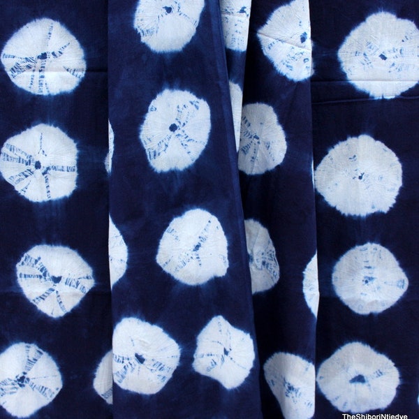 indien fait à la main, Tie Dye / Shibori, tissu de coton pur, colorant végétal blanc bleu indigo, TIE#011