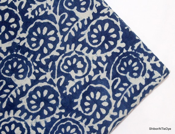 Hand Block Indigo Bagru Print Natural Dyed Cotton Fabric 17