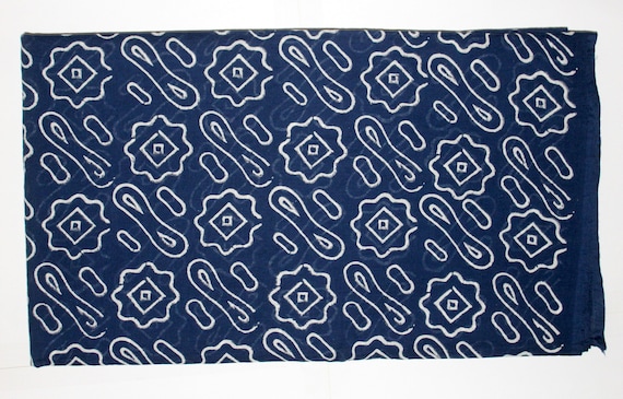 By Yard Indian Blue Indigo Hand Block Print Cotton Fabric Dressmaking Sewing