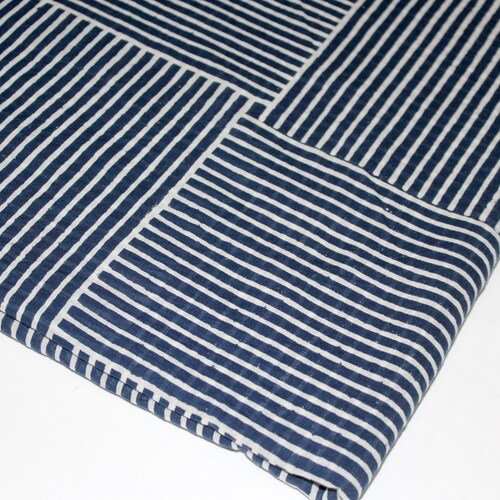 Blue Stripe Fabric Cotton Printed Fabric - Etsy