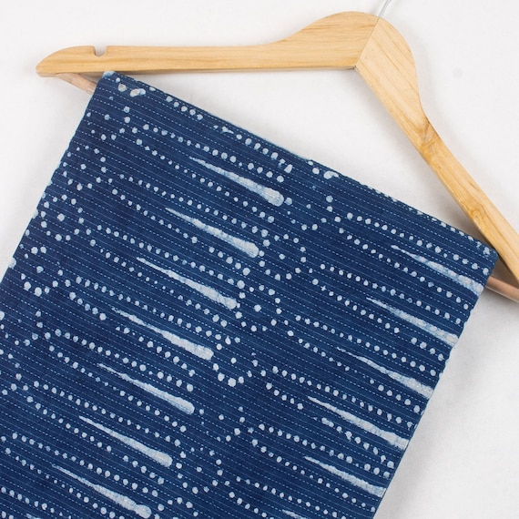 Kantha Floral Cotton Block Print Print Fabric Indigo Blue Fabric, Indian Fabric, Cotton Fabric, Dabu Print Light Weight Soft Fab IBF#778