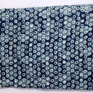 theshiborintiedye Summer Fabric By The Yard Indian Block Printed Pure Cotton Fabric Mud Resist Dabu Print Natural Dyed Dots Print Indigo Blue Fabric IBF#152