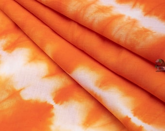 Orange Indian Fabric Bandhani Cotton Fabric Tie dye fabric Hand Dye Natural Color women's clothing Dress Fabric Crafts Fabric