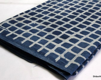Indigo stof geruite print stof katoen natuurlijke plantaardige kleurstof stof, hand blok bedrukte blauwe stof, 100% puur katoen Indiase stof IBF#022