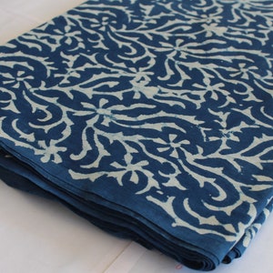 20 Yards Fabric Indigo Blue Cotton Fabric Block Printed Fabric Indian Cotton Fabric Leaf Print Woman Dress Material Curtain Fabric IBF#048