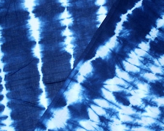 Shibori Fabric Cotton Fabric Blue Indian Stripe Light Weight Fabric Natural Color Tie dye women&#39;s clothing girls Dress Fabric TIE#017