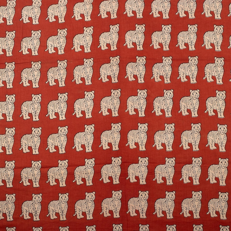 Tiger Animal Print Indian Cotton Hand Block Print Textile Fabric Curtain Pillow Cover Fabric Hand Dyed Fabric For Dressmaking BP#423 image 11