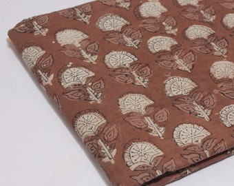 5 yards India Block Print Fabric 100% Cotton Indian Hand Printed Natural Vegetable Dyed Soft Women Dress Fabric by the Yards KDF#014-EX