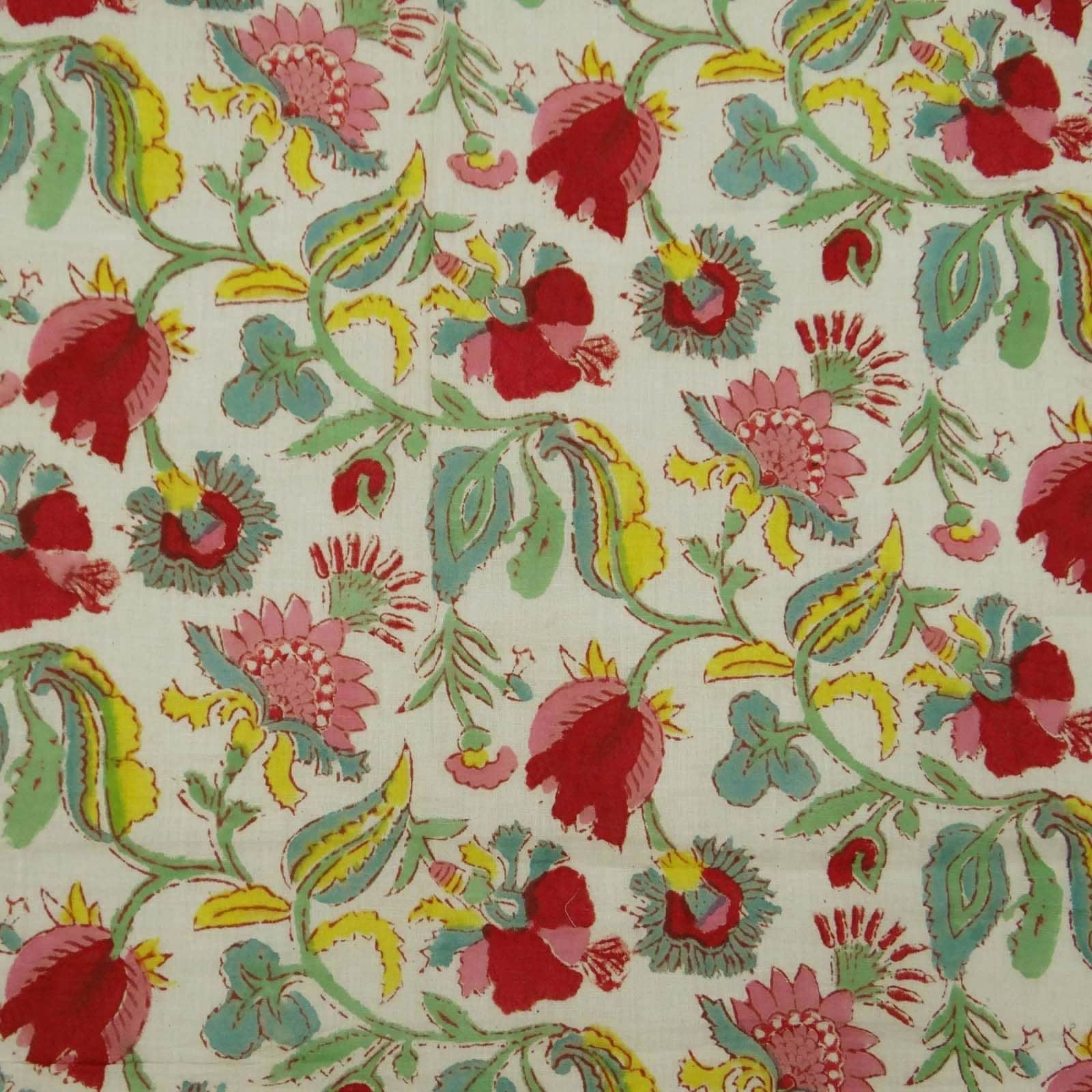 Flower Cotton Indian Fabric Summer Sewing Fabric Dressmaking Etsy