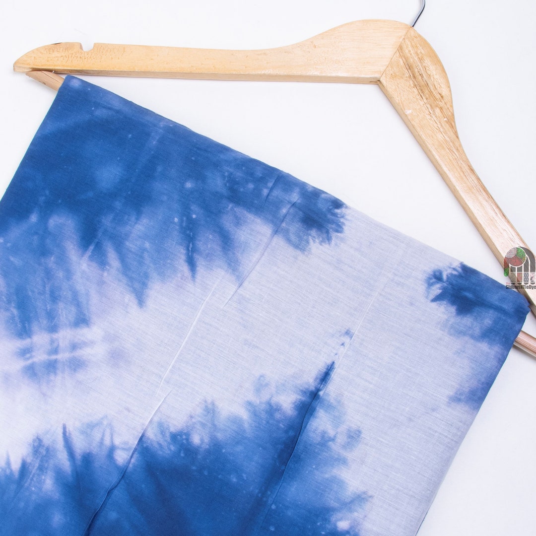 Blue Tie Dye Fabric Hand Dye Natural Color Women's Clothing, Girls
