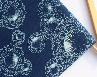 Indigo Cotton Fabric, Floral Block Print Fabric by the Yard, Indian Dress Sewing Fabric HBF#157
