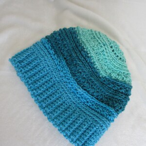 Adult variegated blue beanie